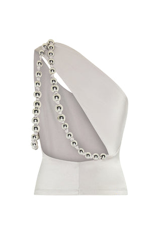 Exit Strategy Beaded Top Gray