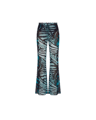 WHO IS SHE PANTS IN GREEN ANIMAL PRINT