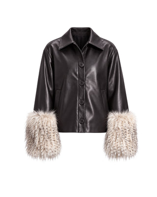 Khela Heartless Jacket faux leather women's jacket with oversized faux fur cuffs