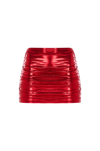 After Party Metallic Skirt in Red