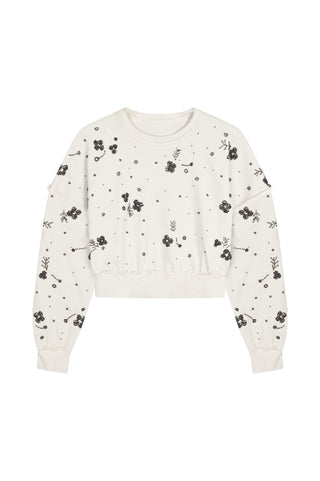 Lovestruck Embellished Sweatshirt in Ivory