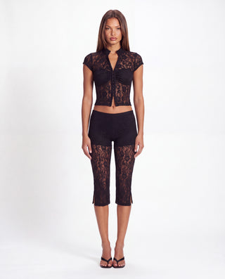 BAD DECISION SHORT SLEEVE TOP IN LACE