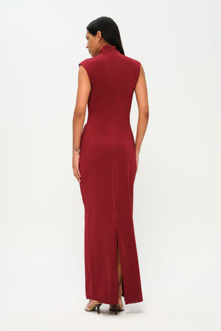 Khela Burgundy high neck draped midi dress