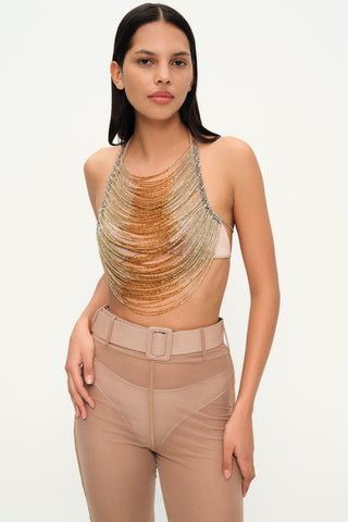Tempt Me Tender Beaded Top in Gold