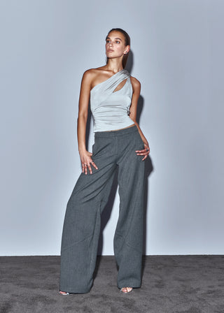 Exit Strategy Beaded Top Gray