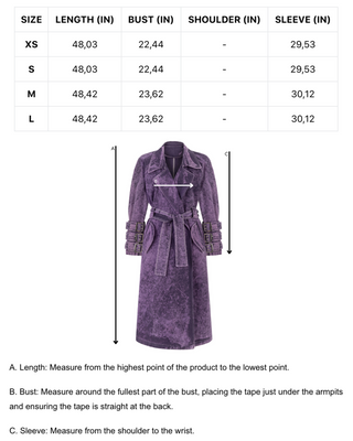 Voidwalker Trench Coat in Purple Acid Wash