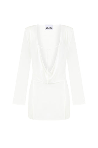 khela chiffon white mini pareo dress