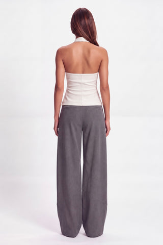 Khela Hard To Get Vest faux leather women's vest with a halter neckline, deep V-neck and front metal zipper