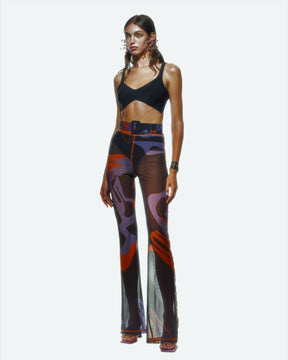 Tainted Flower Mesh Pants in Black