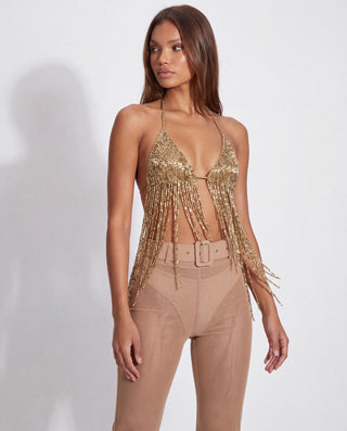 Gold Digger Beaded Top