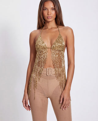 Gold Digger Beaded Top