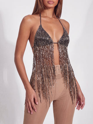 Gold Digger Beaded Top