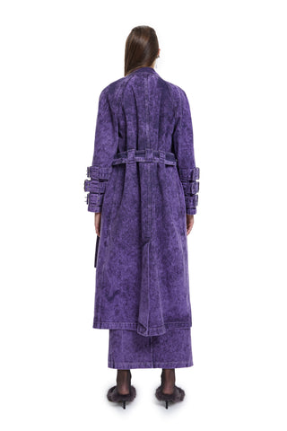 Voidwalker Trench Coat in Purple Acid Wash